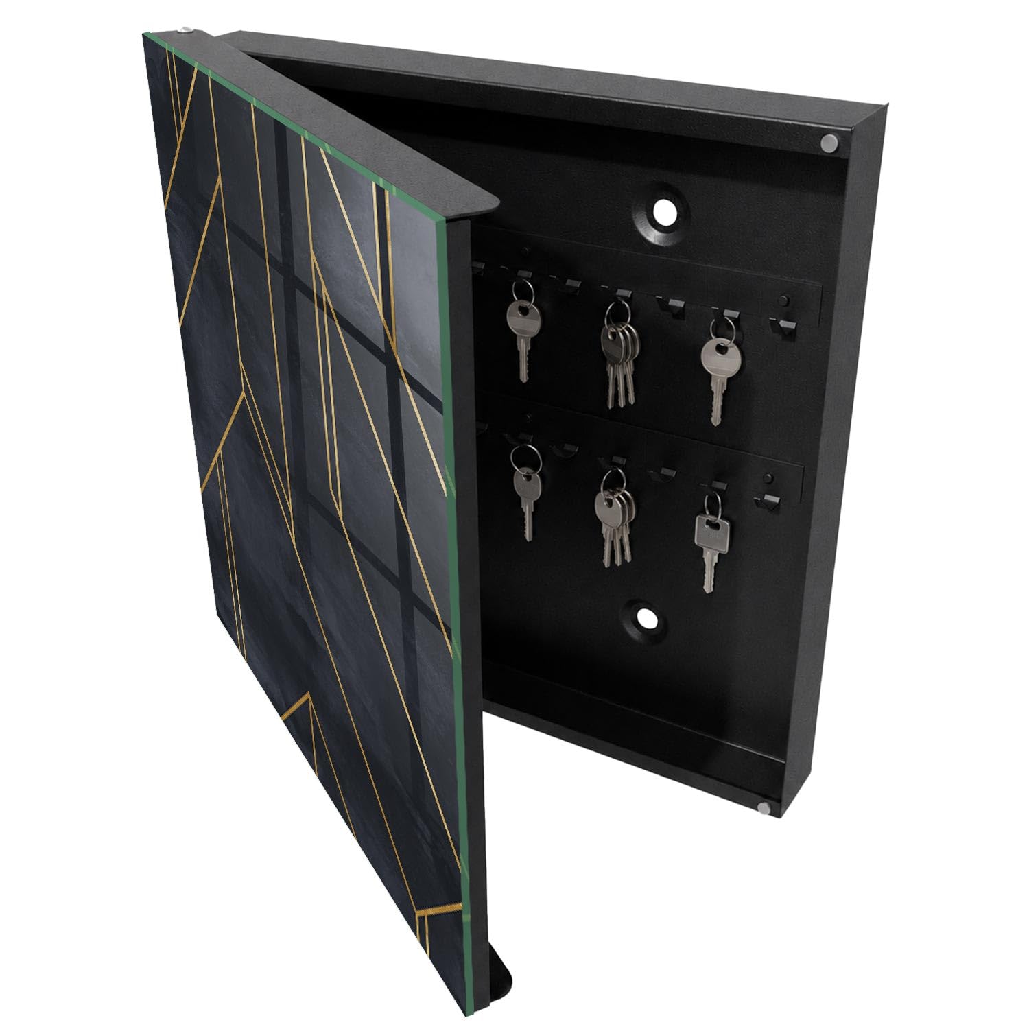 Tulup Armoire à Clés 30x30 cm | Noir | Porte Gauche | Fixation Murale