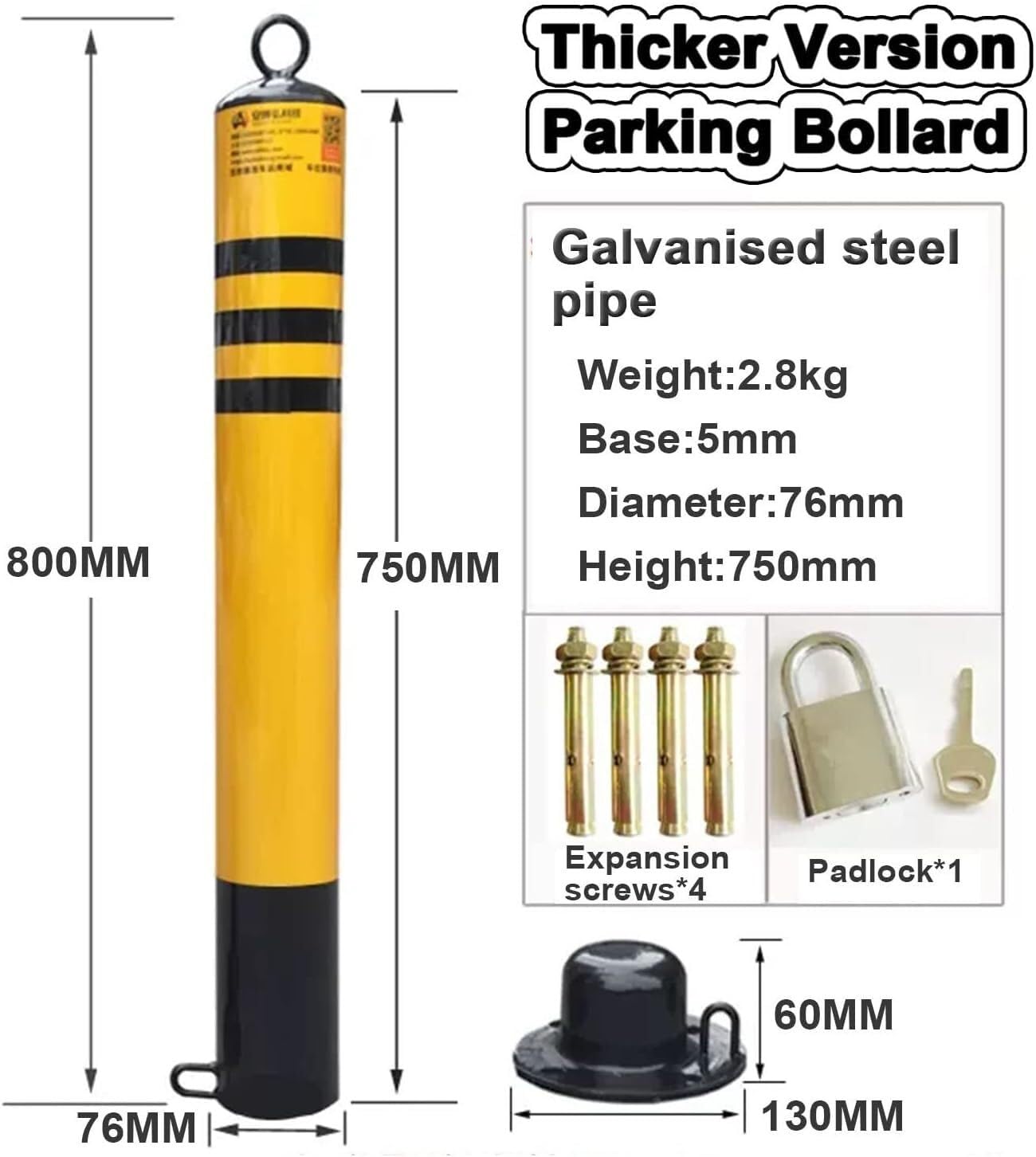 Bariery Parkingowe, Słupki, Bariery Parkingowe Z Łańcuchem Plastikowym 5 M, 2 Sztuki, Stal Nierdzewna, Zabezpieczenie Podjazdu76x800mm