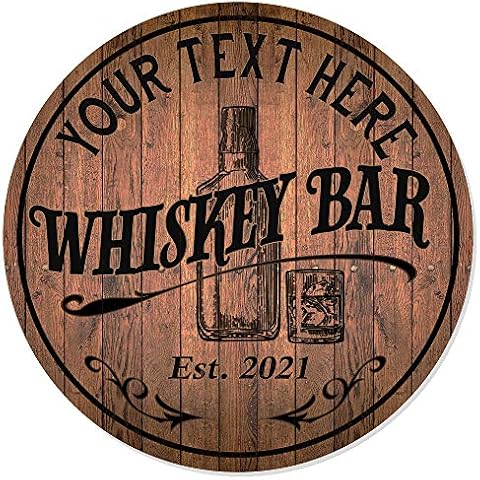 Personalized Whiskey Bar Sign 10" 14" 18" Round Wood Sign Bourbon Bar Accessories Bar Decor Gift B3-00140051001 Cover