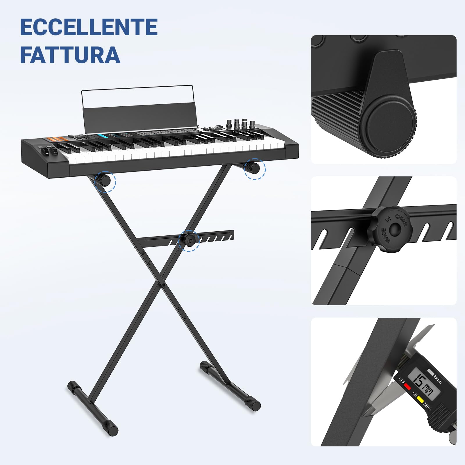 GLEAM Supporto per Tastiera - Supporto per Pianoforte Digitale (Portata: 45 kg)