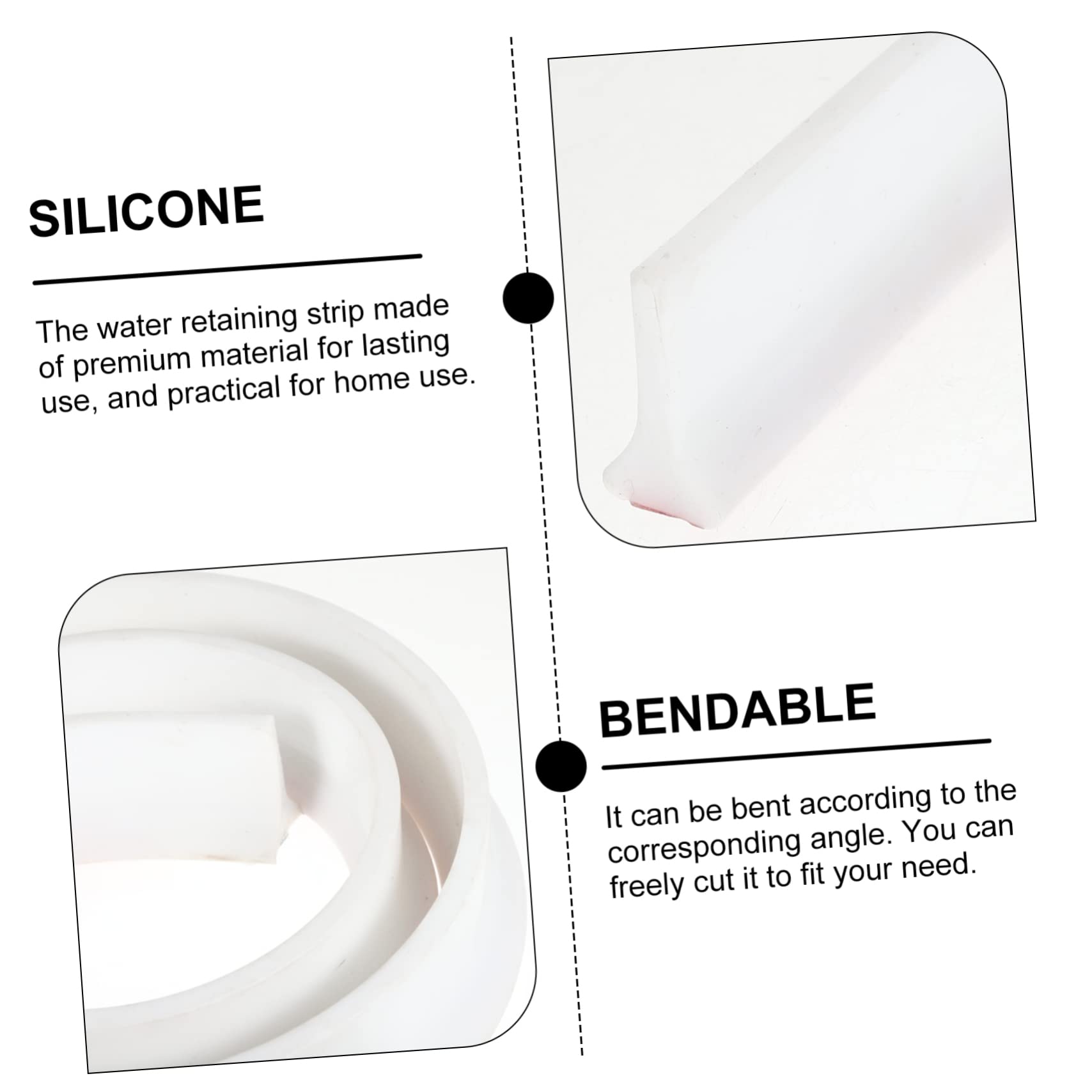 Striscia di Tenuta Acqua in Silicone Bianco 1, 5x3 Cm per Doccia | Tagliabile, Buona Tenuta, per Piano e Soglia, Barra Adesiva per Bagno e Wc