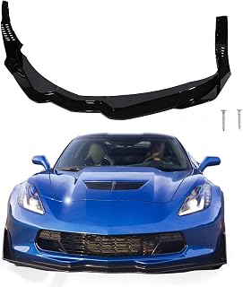 ZXMOTO Front Bumper Lip Spoiler Splitter Body Kit ABS Fit for Chevrolet Corvette C7 2014 2015 2016 2017 2018 2019 Gloss Black with Side Winglets (Not for ZR1)
