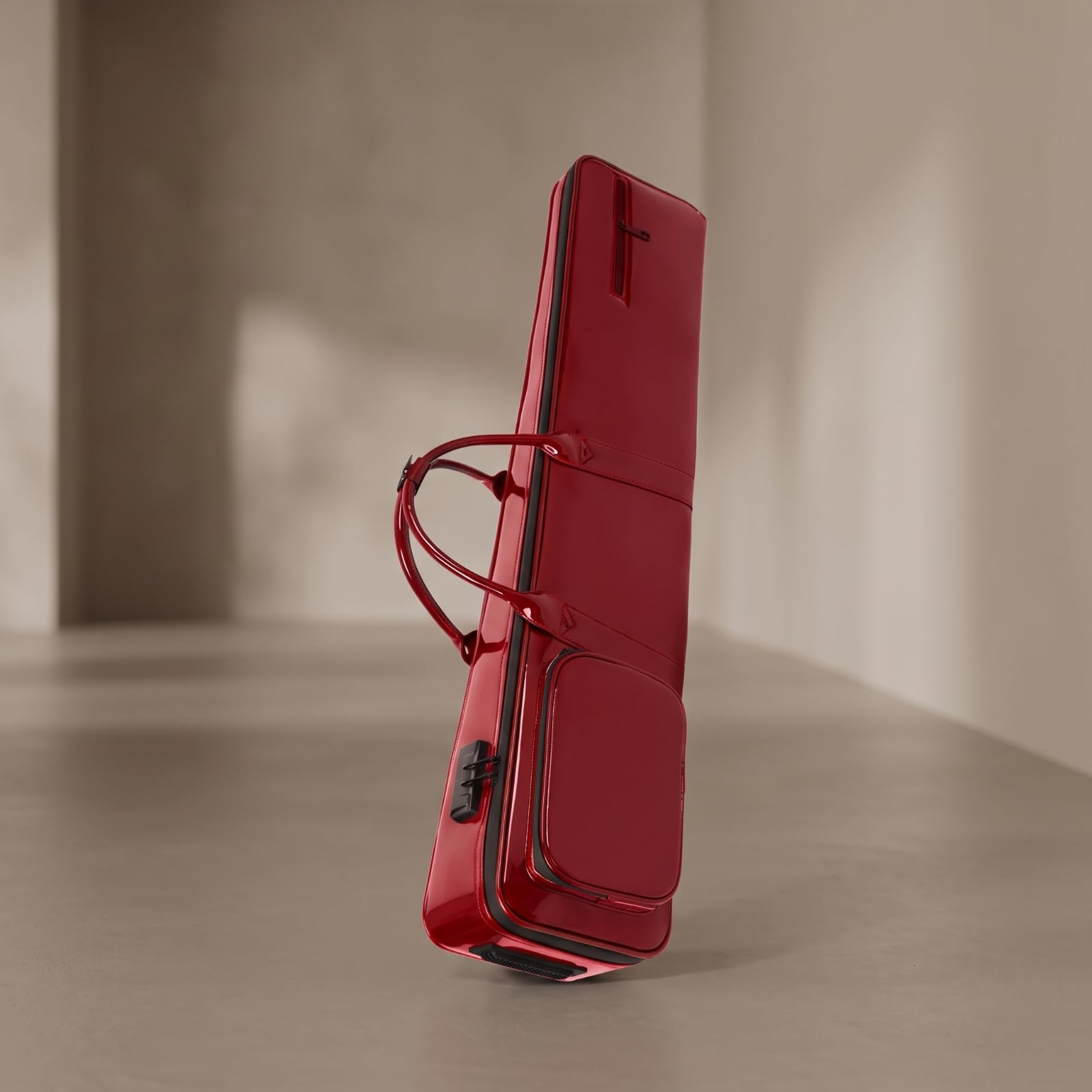 kowaku Estuche para Erhu Portátil, Style to 1, Rojo, Rojo, Cuero Lacado Brillante