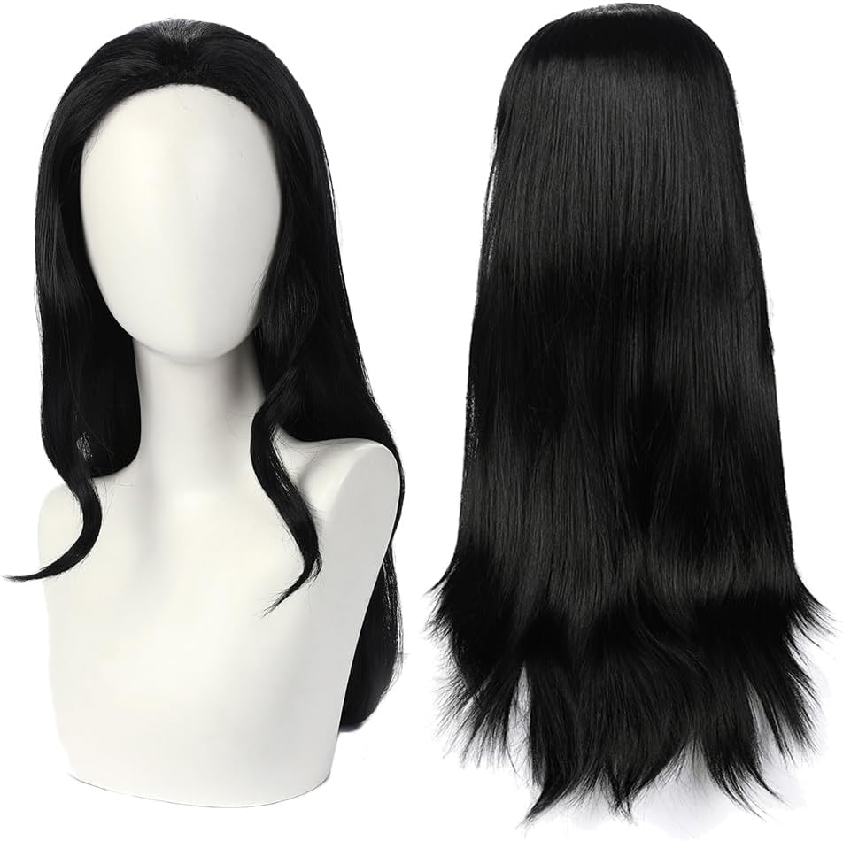 Anime Miss All Sunday Nico Robin Wig for Adult Black Long Straight Party Hair Halloween Cosplay Props Accessory