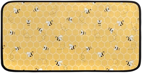 Tapete de cocina con diseño de abejas de animales, antideslizante, cómodo, lavable, para sala de estar, cuarto de servicio, baño, 39 x 20 pulgadas