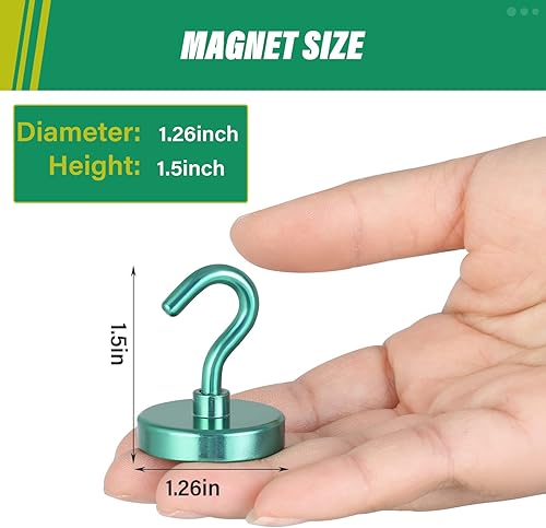 Miniatura 4 de Neosmuk Ganchos magnéticos resistentes, imanes fuertes con gancho para refrigerador, ganchos industriales súper resistentes de neodimio para colgar,
