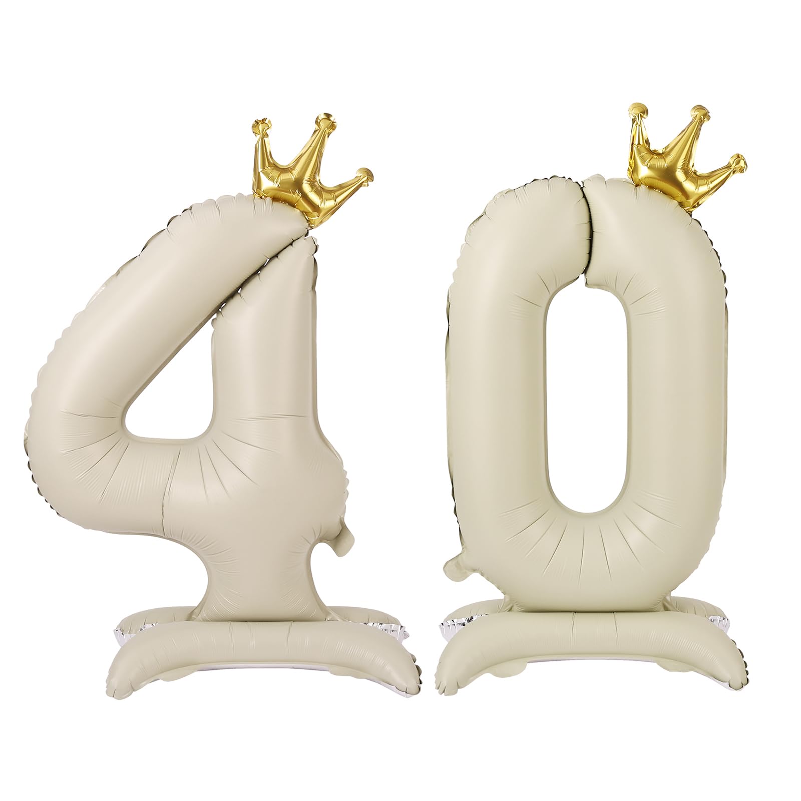 APXEL Off-white Standing Crown Number 40 Balloons, 42'' Foil 4 & 0 Balloon