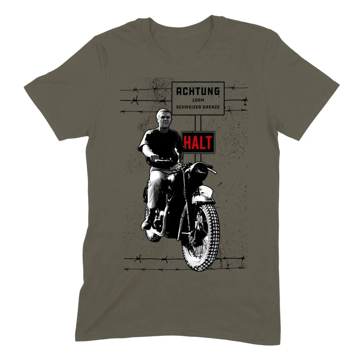 The Great Escape Featuring Steve McQueen Men's T-Shirt L/Khaki