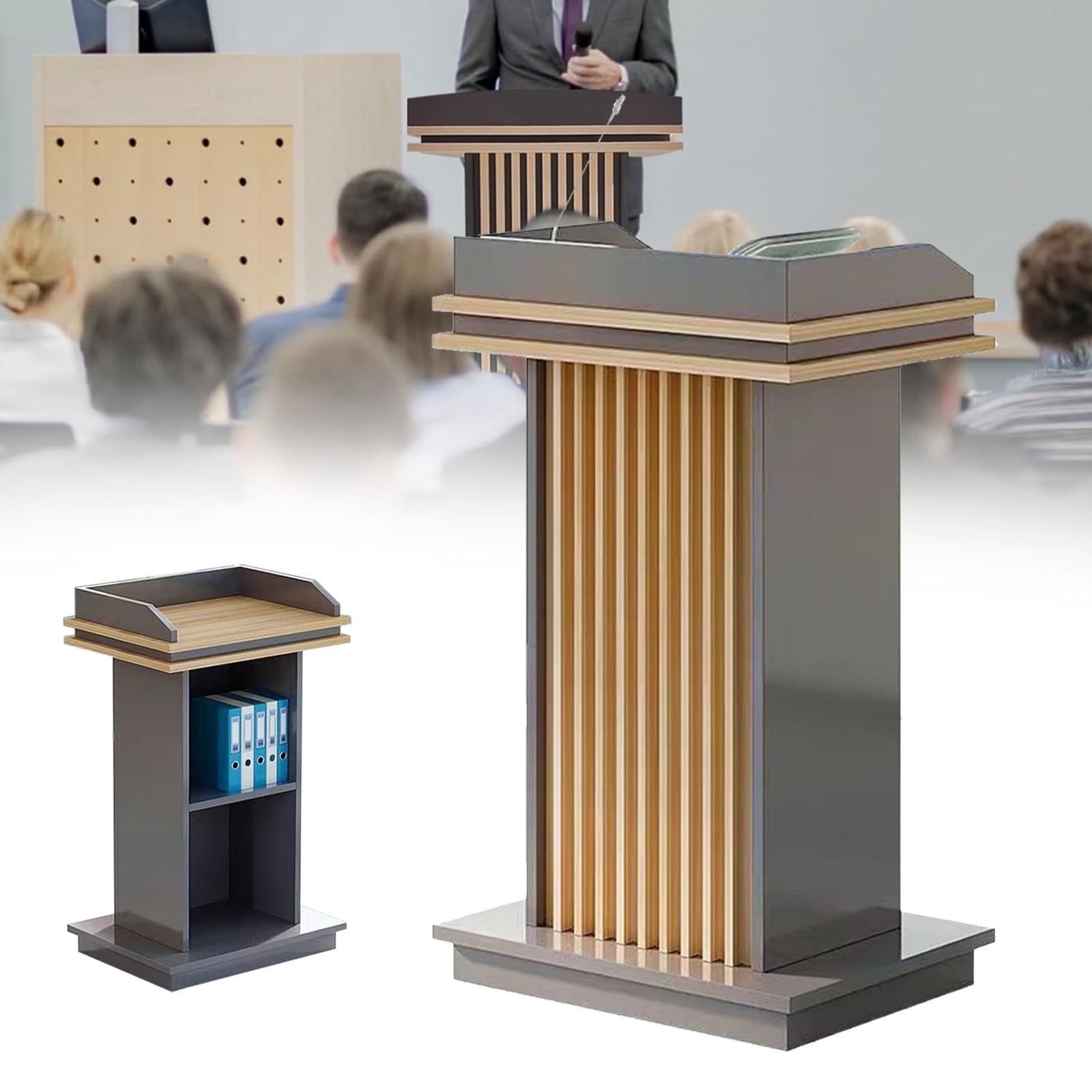 Drewniane podium, drewniana mównica do wykładów, recepcja, ambona ze schowkiem, drewniana mównica do kościołów, seminaria (A)