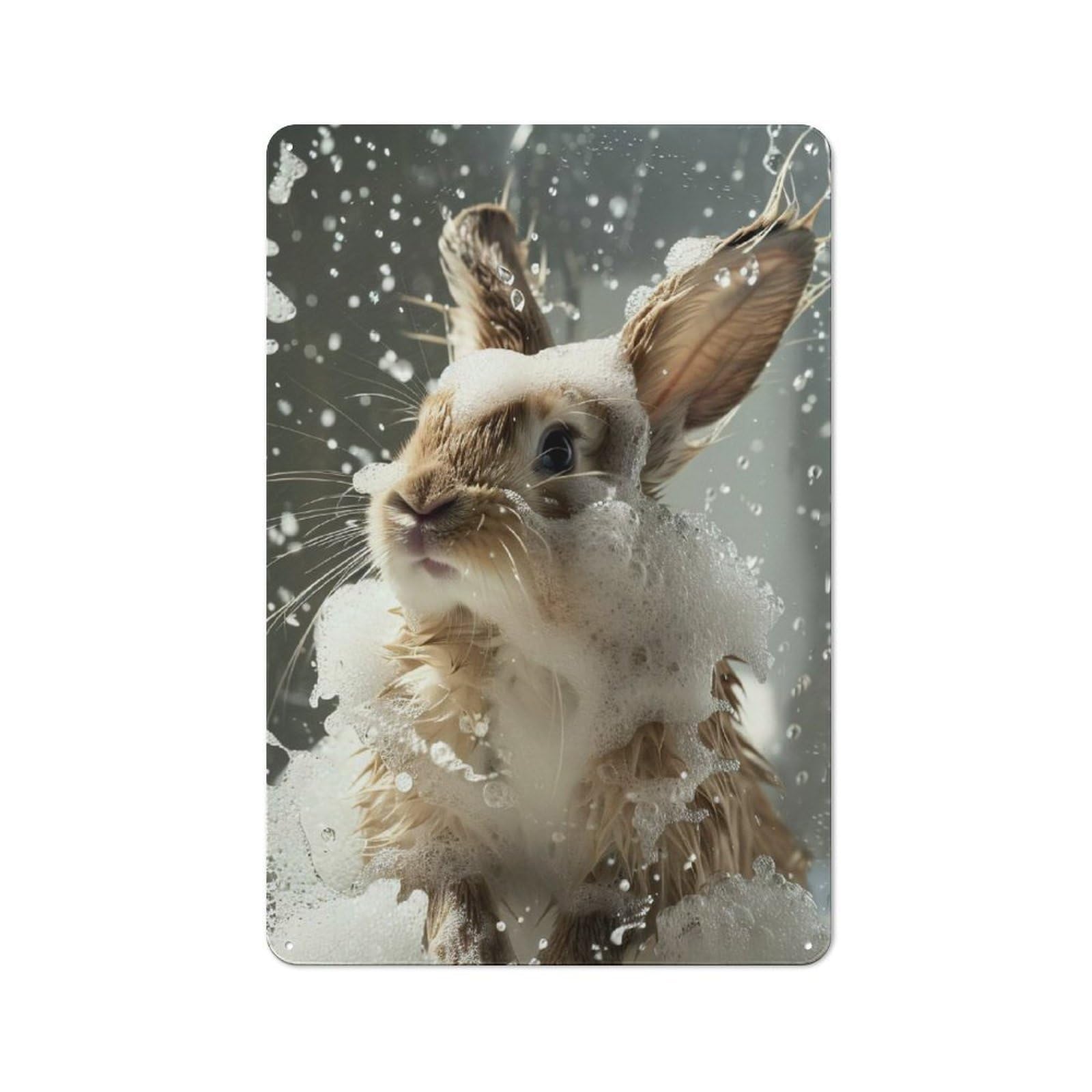 Junmoney Style-17 Bunny Bath Time Retro Tin Sign 30X20cm For Garage Wall, With Retro Styling For Interior Wall Displays