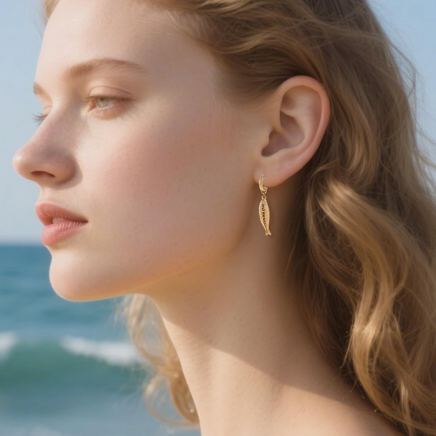 Gold Fish Jewelry Set, Stylish Alloy Gold Fish Earrings and Necklaces for Women Daily Usage Dainty Summer Beach Jewellery Sea Themed Party Ornament - Image 6