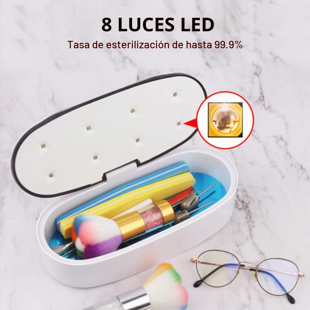 Esterilizador UV para instrumentos, caja desinfectante UV LED UV dispositivo desinfectante dispositivo desinfectante para herramientas de manicura, para salón de uñas, tatuaje, peluquería (cable USB)
