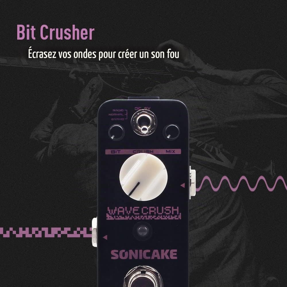 SONICAKE Pédale Bitcrusher Bitcrush Taux d'échantillonnage numérique Réducteur d'échantillon Pédale d'effets guitare Synthé Synthétiseur LoFi Wave Crush