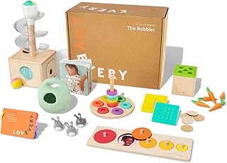 The Babbler Play Kit, Birthday Play Kit, Montessori Toddler Toy, 8 Play Products, 1 Board Book, and Play Guide (Best Birthday Gift for 1 Year Old), Medium