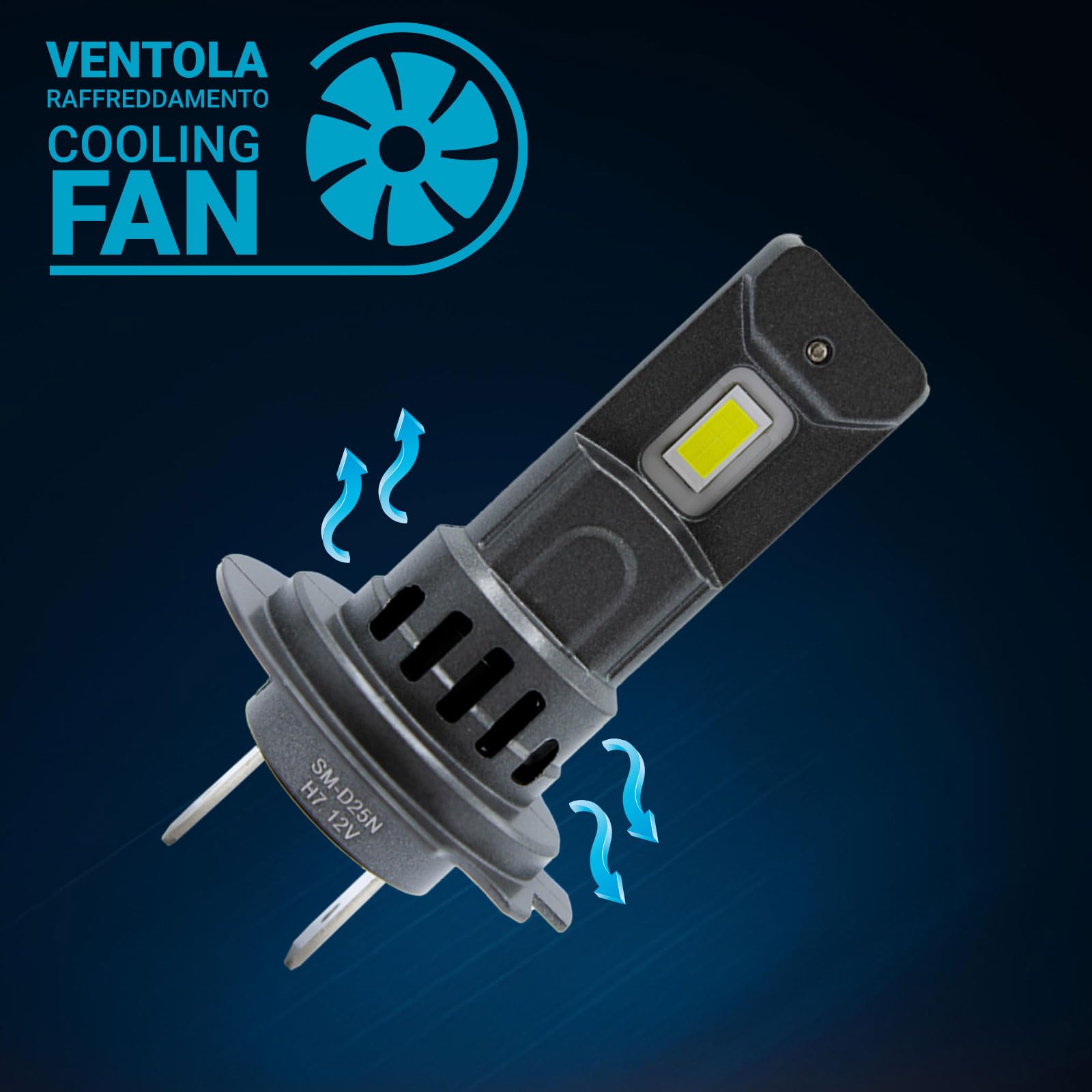 SpeedMax Lampadine Led con ventola per auto e moto H7 H18 6500K Plug & Play per Fari a Parabola +300% OFF ROAD