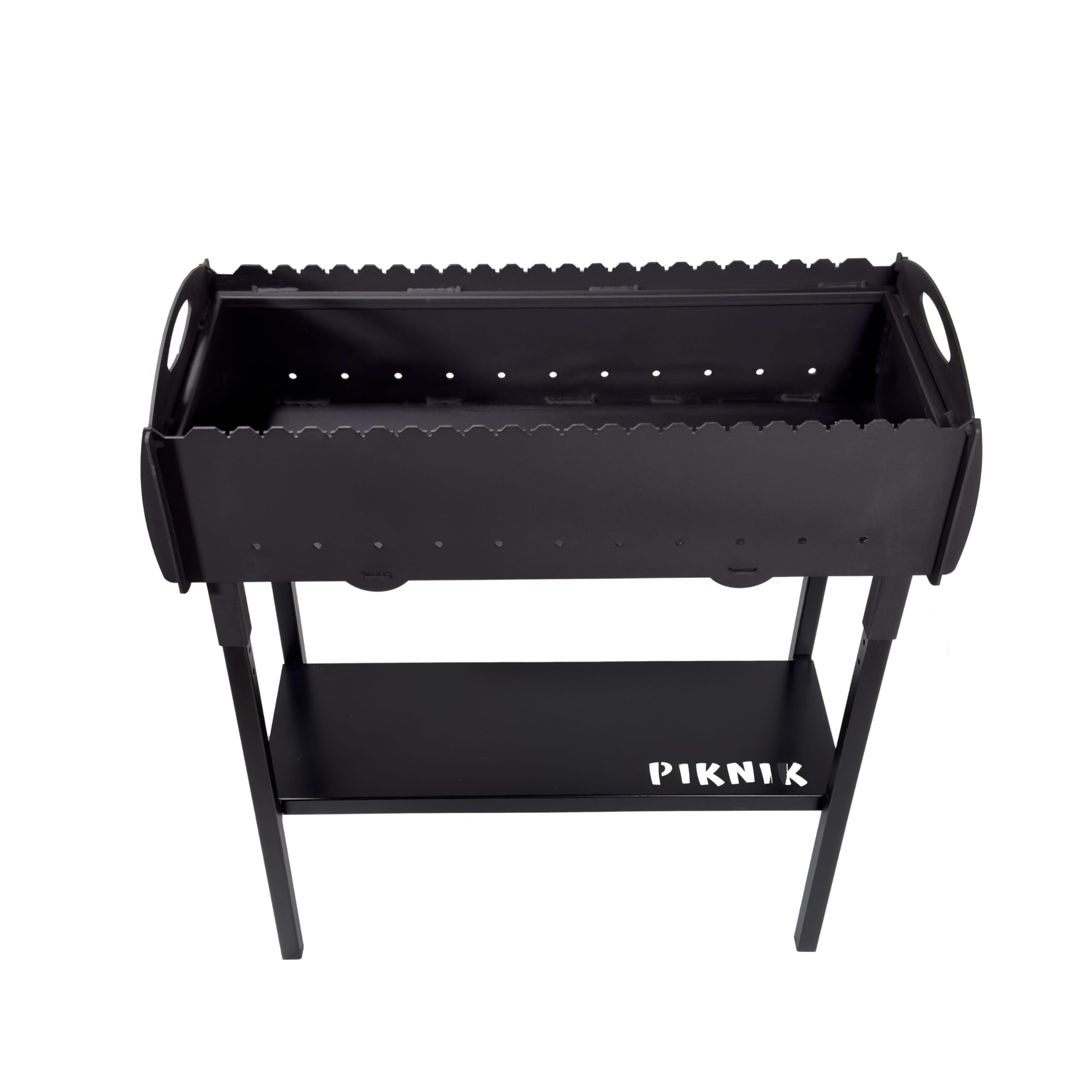 Gartengrill | Schaschlikgrill für 21 Spieße – Massiver Holzkohlegrill aus 3 mm Stahl, zerlegbar & kompakt verstaubar, stationärer Metallgrill für Garten, Terrasse & Outdoor BBQ