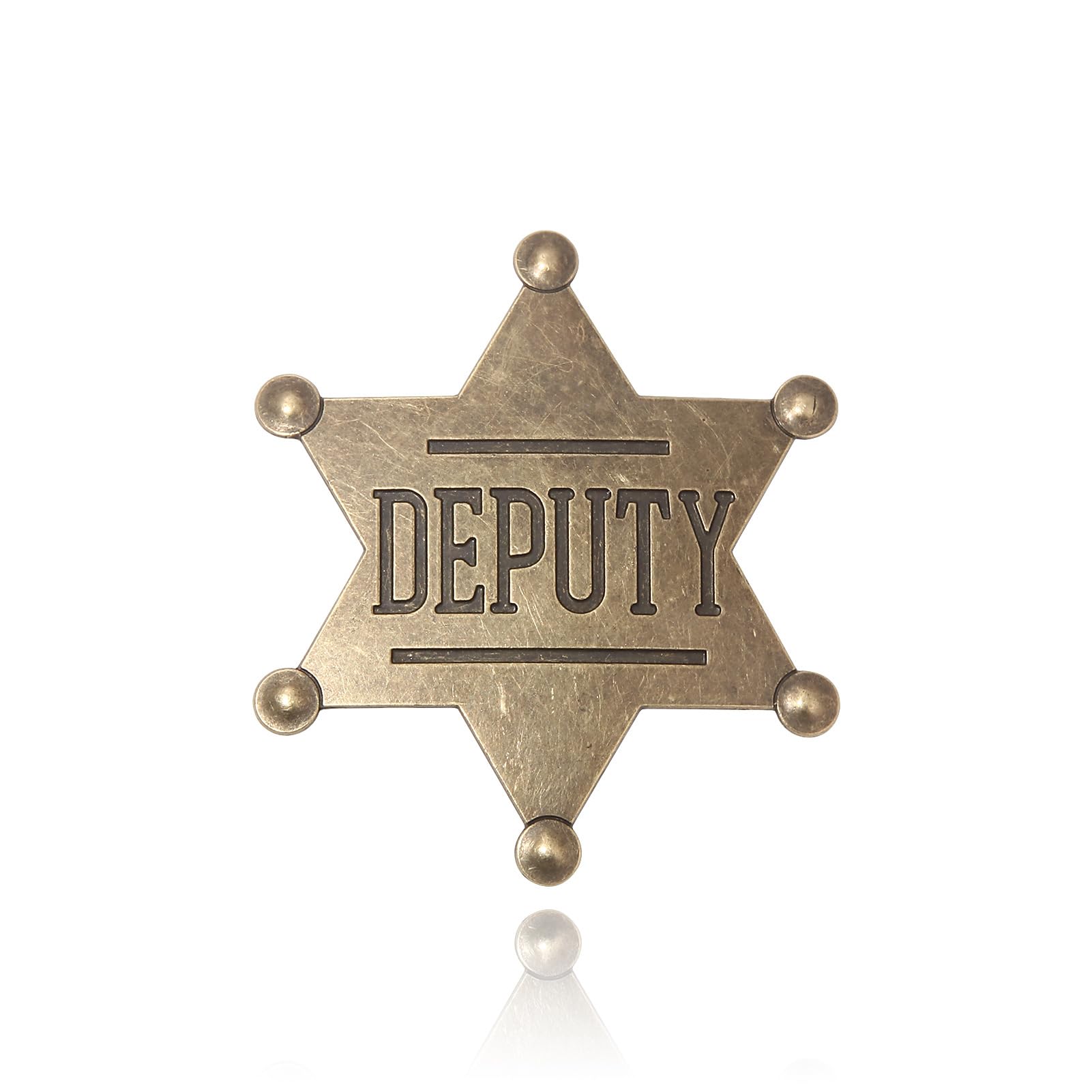 1 PCS Deputy Sheriff Badge, Police Commemorative Badge,Retro Honor Medal Pin,Creative Personality Hexagram Medal,English Letter Accessory Alloy Chest Badge, Sterling Silver, No Gemstone