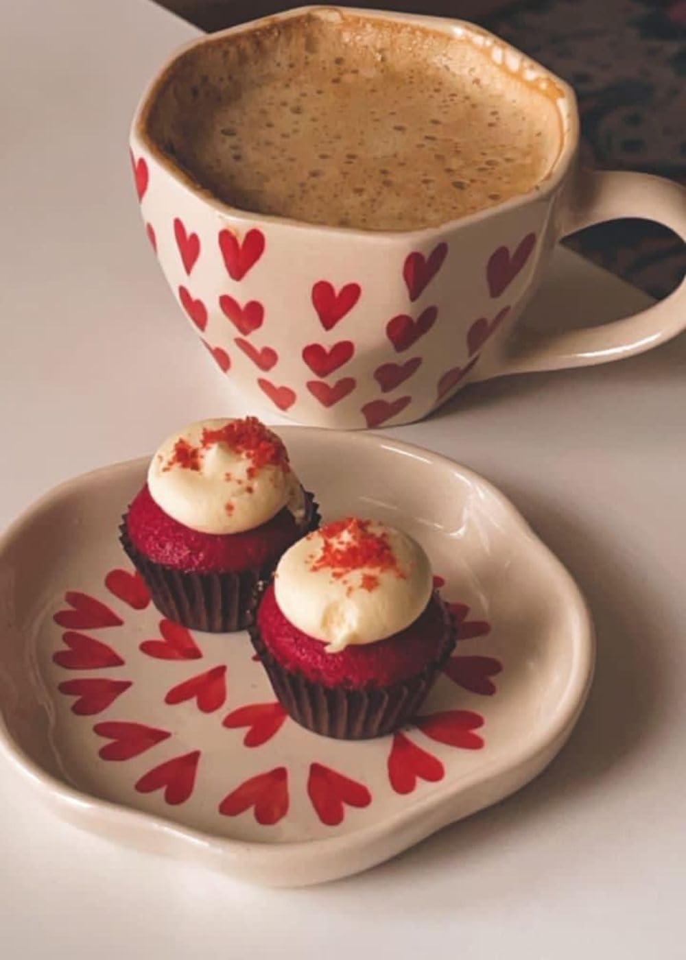 - Weaving Homes Handcrafted Ceramic Heart Mug & All Heart Dessert Plate to Gift to Best Friend (Cute Gifts for Girls and Women), Coffee Mug & Cups, Coffee Cups & Saucer Set