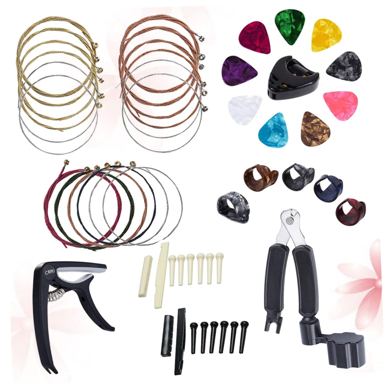 ifundom 3piezas Accesorios Para Guitarra Kit De Cambio De Cuerdas Capo Púas y Enrollador De Cuerda Herramientas Prácticas Para Guitarristas Color Negro