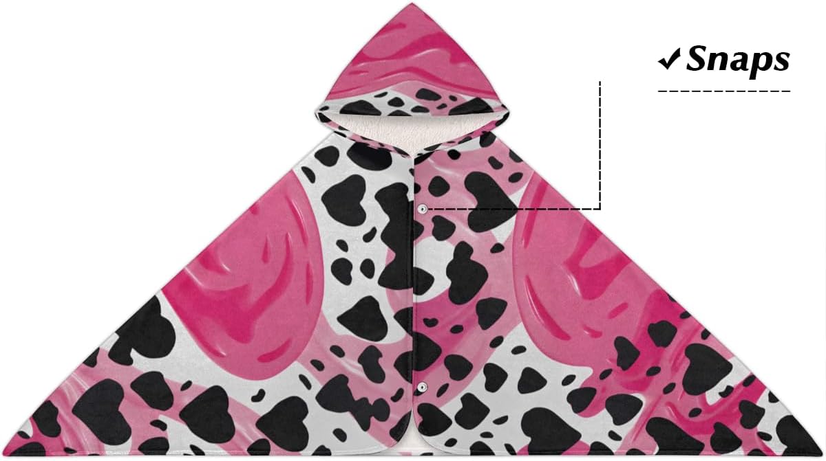 Pardick Kids Bath Towel Love Heart Print Beach Towel with Hood Pool Cover Up for Girls Boys Soft Absorbent Hooded Bath Towel Toddler Towels for Beach, Pool
