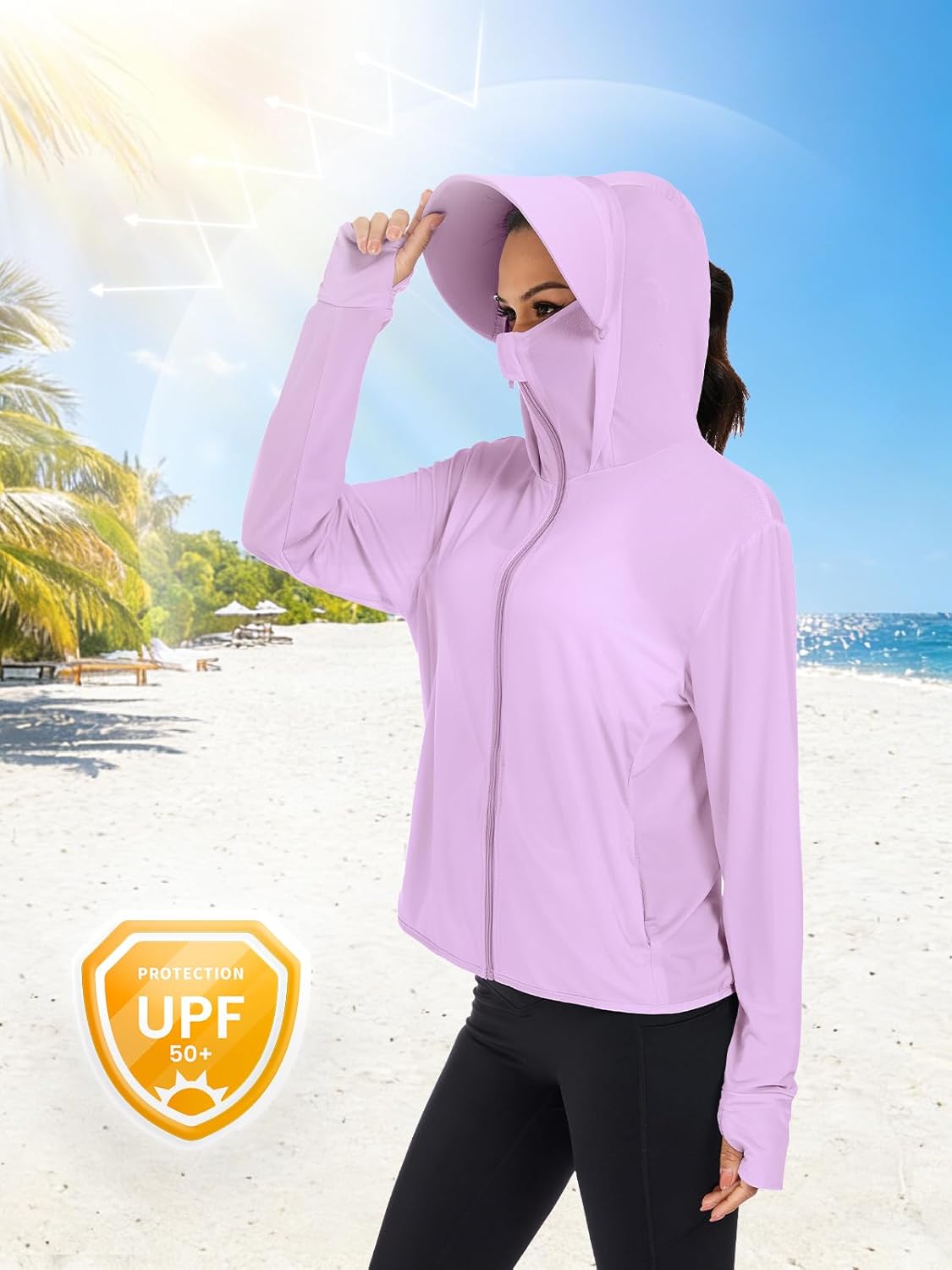 VUTRU Women UPF 50+ Sun Protection Jacket Hoodie Lightweight Full Zip Pockets Running Shirts Long Sleeve for Hiking Outdoor - Image 3