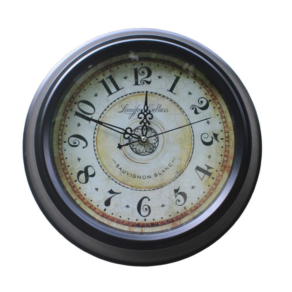 Horloge murale classique ronde lisible en fer forgé noir