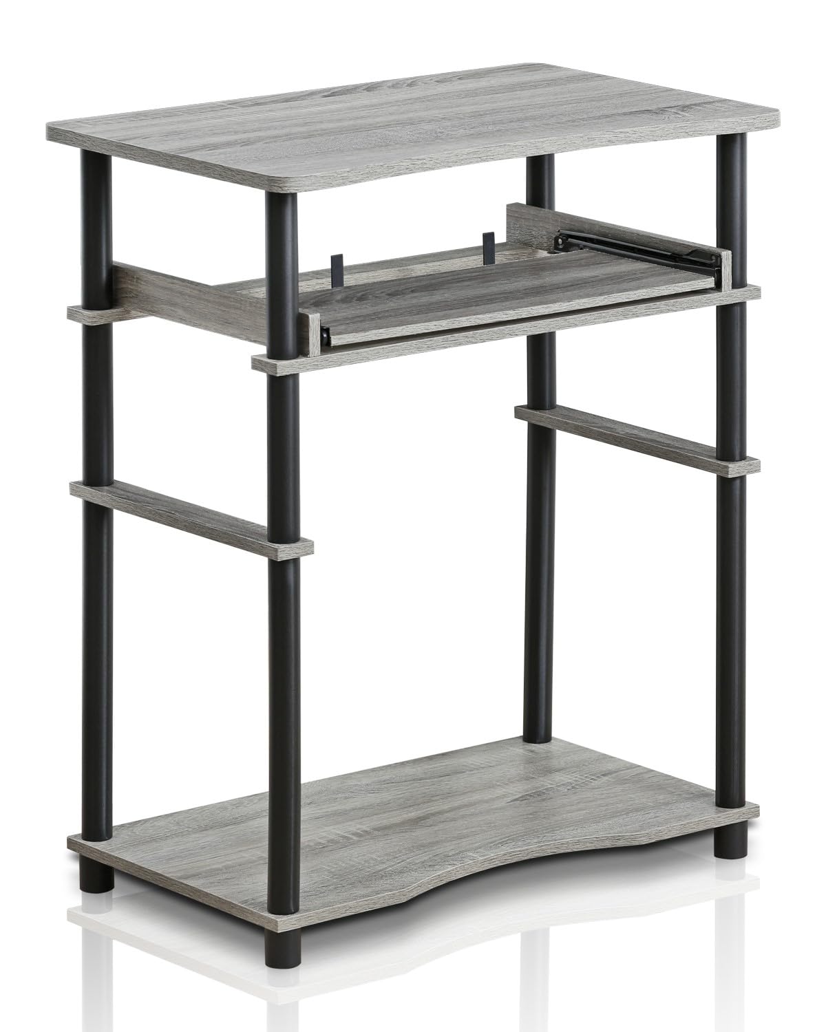 10016GYW/BK Home Laptop Notebook Computer Desk, French Oak Grey/Black