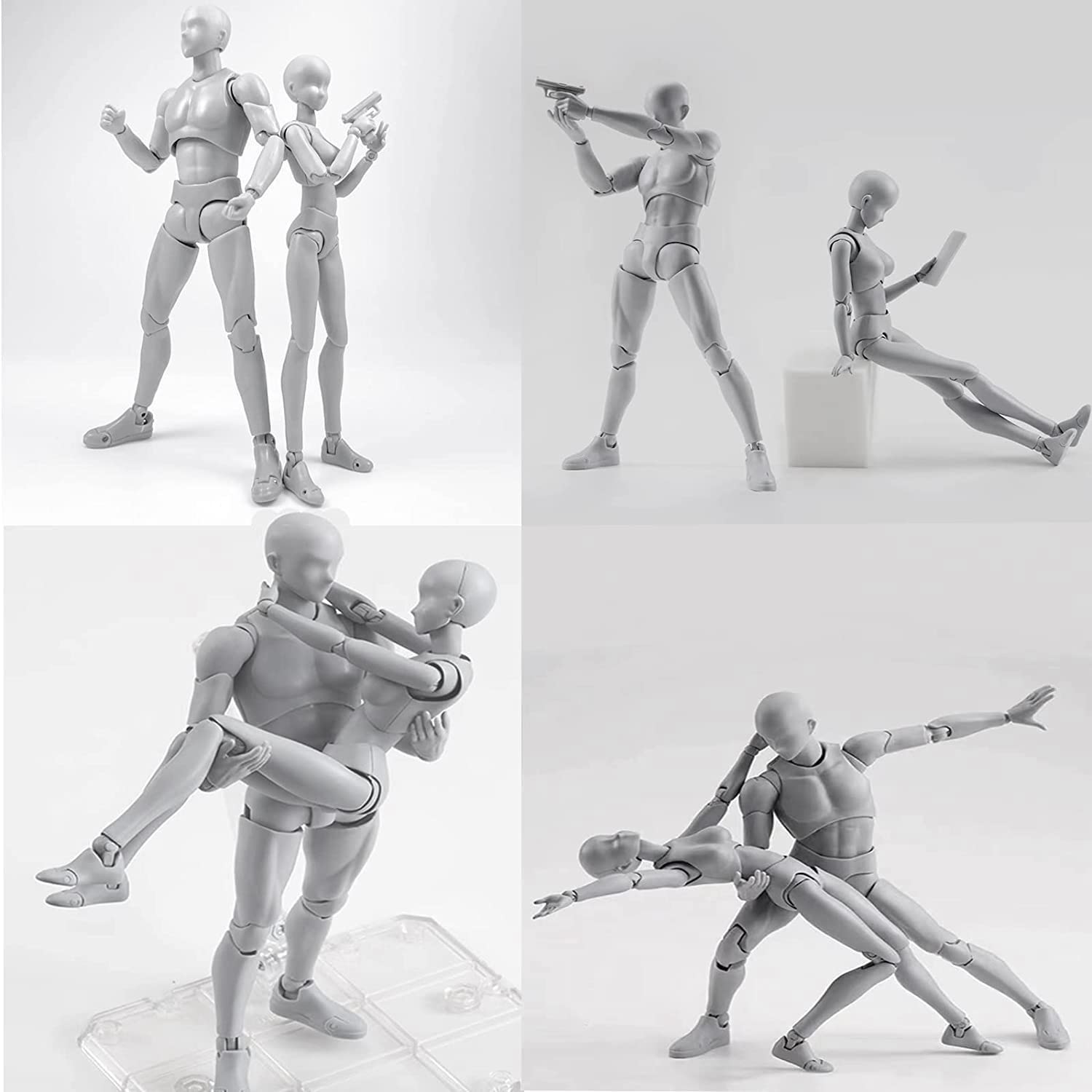 Modello in PVC con figure da disegno a scatola per artisti (femmina+maschio, grigio)