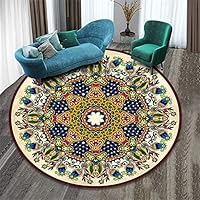 Tappeto Rotondo Salotto 60cm - Morbido, Antiscivolo, Design Boemia Mandala