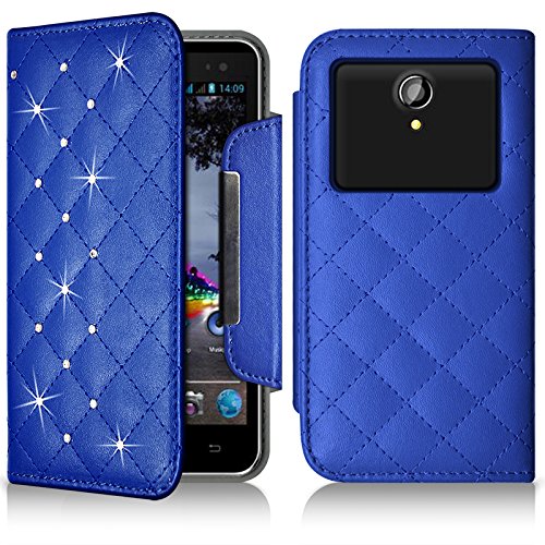 Seluxion - Housse Coque Etui Portefeuille Style Diamant Universel M Couleur Bleu pour Polaroid Topaz Pro450b
