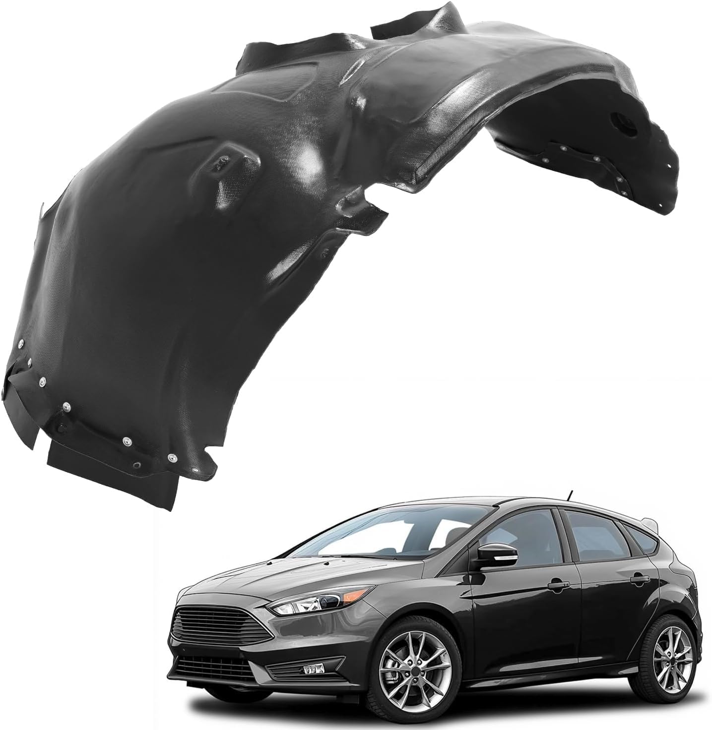 Front Fender Liner Inner Panel Compatible with 2012-2018 Ford Focus w/o Insulation Foam Replacement for AM5Z16103A FO1248160 Wheel Liner Splash Shields Guard Left Driver Side Black Plastic
