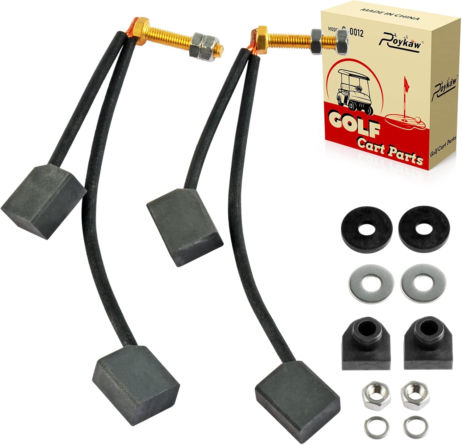 Roykaw Golf Cart ADC Motor Brushes Kit for Club Car & EZGO TXT Models, Replaces OEM # 73120-G25, 73120G25, 1021862-01, 102186201