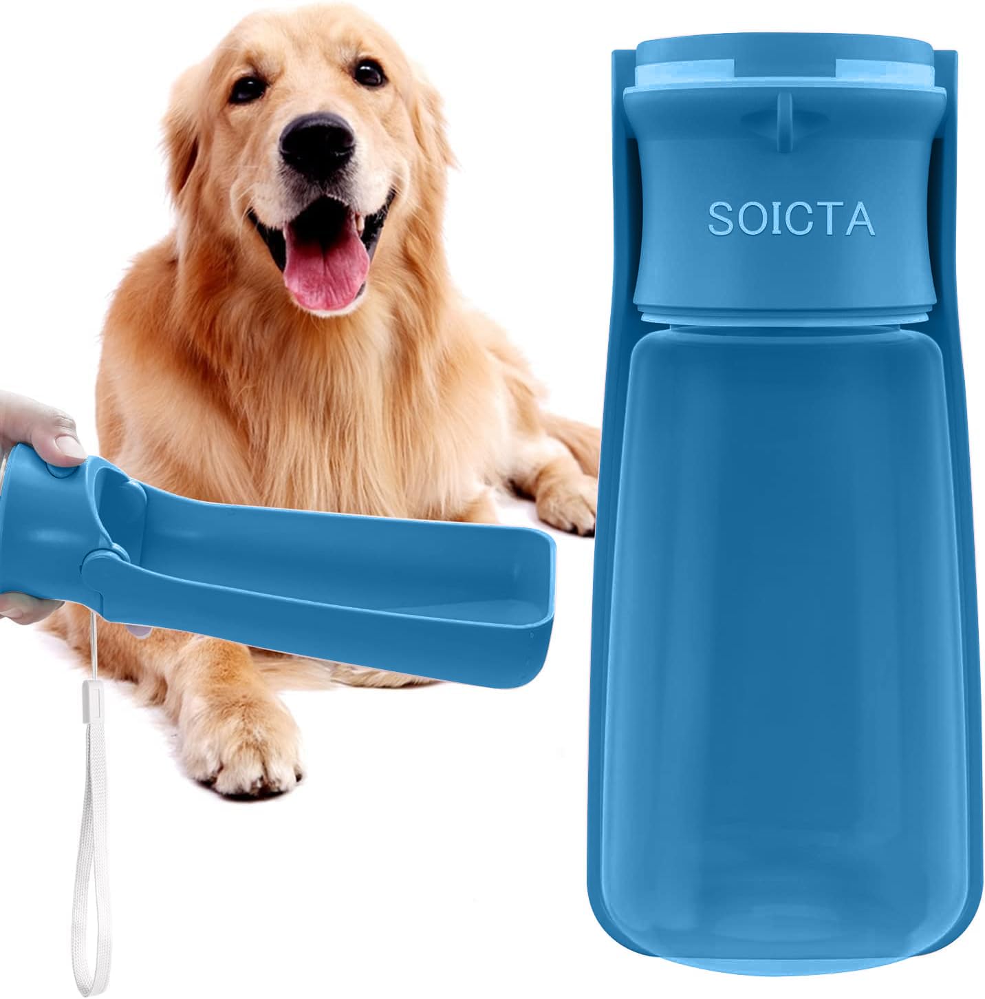 SOICTA Portable Dog Water Bottle for Walking 19 OZ or 12 OZ Portable Pet Water Bottles for Puppy Small Medium Large Dogs Water Dispenser Bowl Dog Accessories(19OZ Dark Blue)