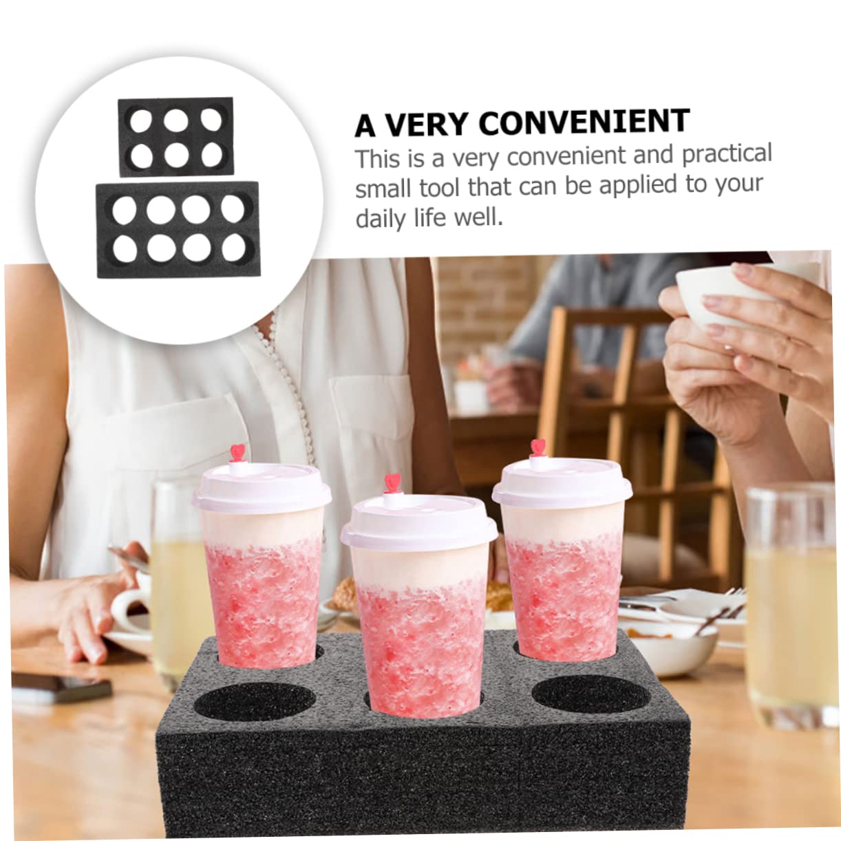 BELLIFFY 2Pcs Cup Holder Tray Takeout Packing Supply Cup for Drinks for Coffee Milk Tea and Cold Beverages