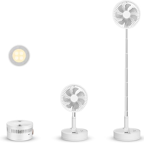 Ventilador portátil, ventilador oscilante portátil de 7200 mAh con control remoto, altura ajustable con 4 velocidades, ventilador de mesa plegable
