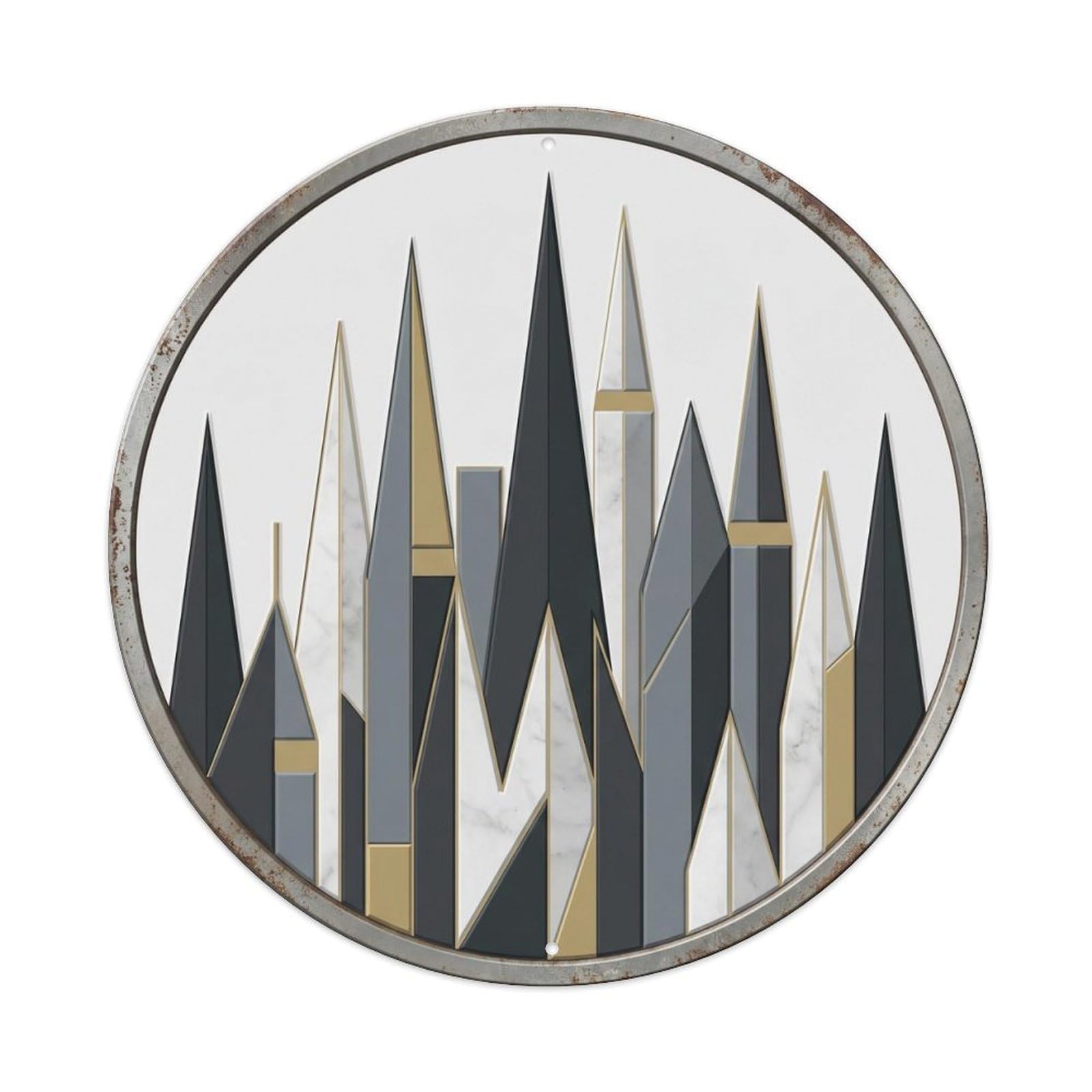 Milan Geometric Cathedral Travel Vintage Metal Tin Sign Plaque Wall Decor for Cafe, Club, Garden Round Metal Poster 8x8Inch