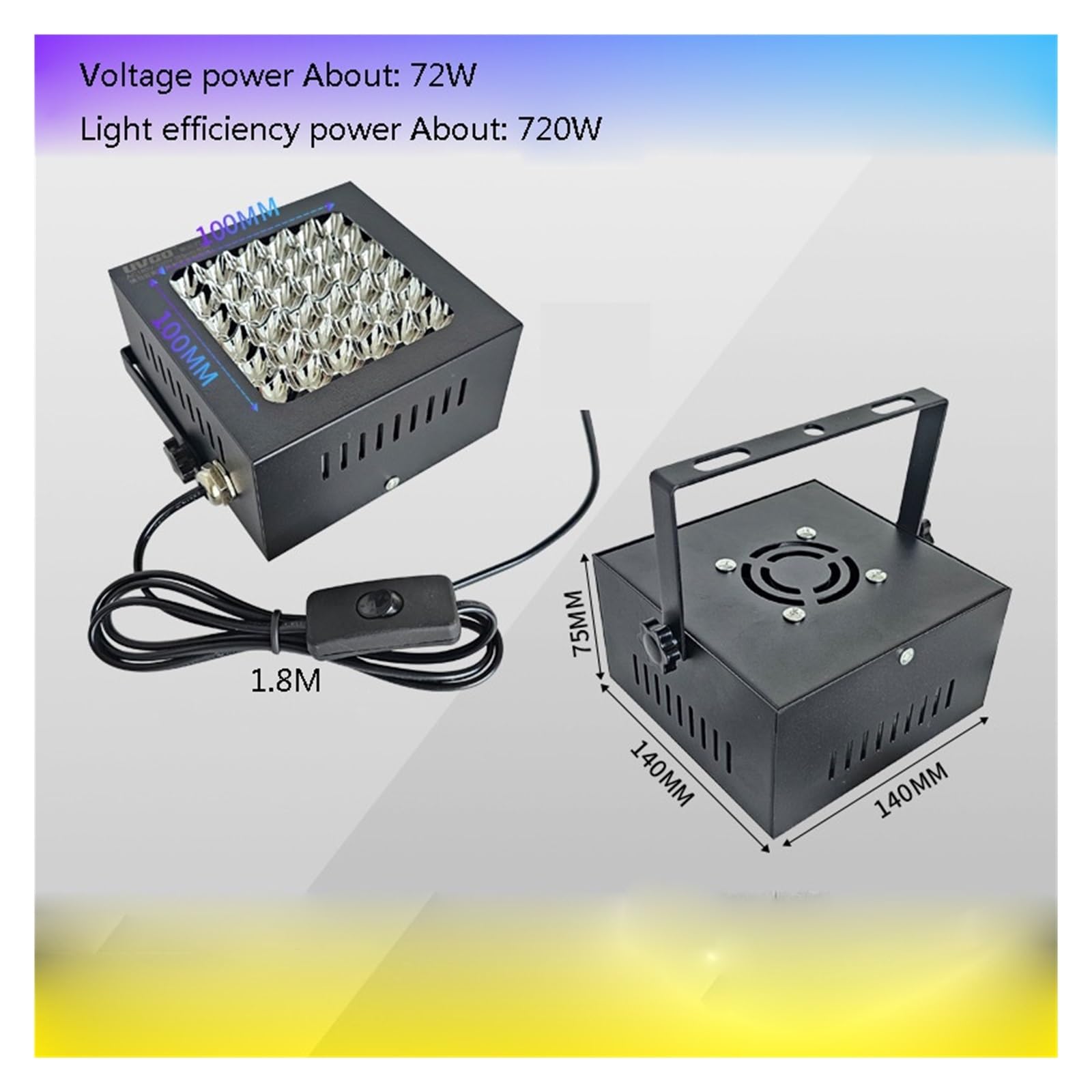 Drukarka 3D 720 W Lampa UV do utwardzania żywicy 395 nm 405 nm 365 nm Klej UV Klej bezcieniowy Lakier Zielony tusz Sitodruk Utwardzanie(405nm)