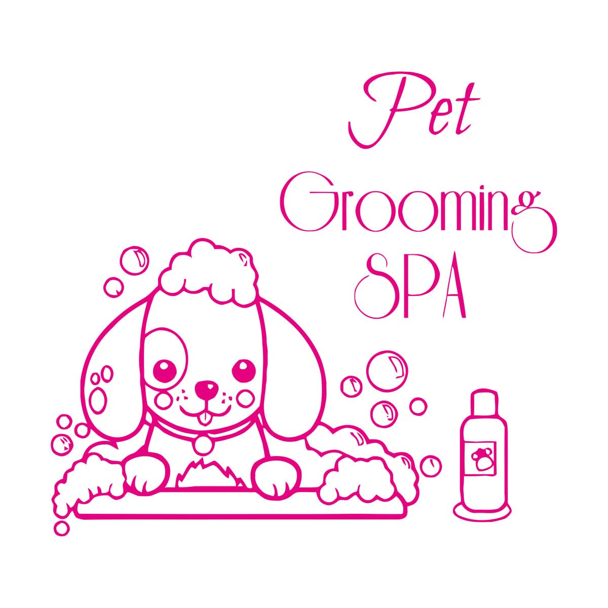 Pet Grooming Dog Spa Pet Shop Cute Dog Animal Desivo Wall Decals PVC 81x88.7cm Self Adhesive Extra Large Rosered