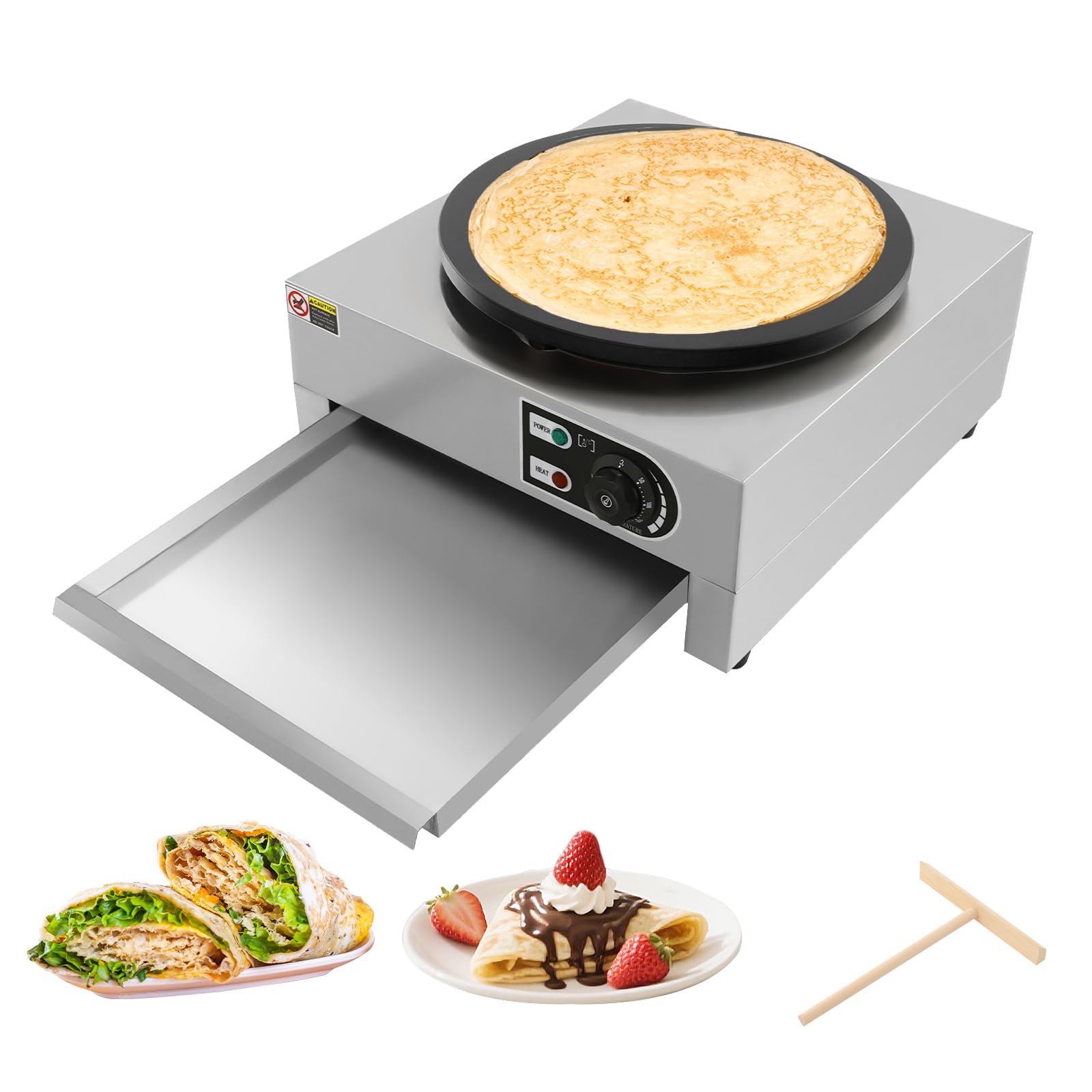 220V 3000W Crêpes Maker Crepegerät, Crepesmaker 50-300°C Pancake Tortillas Maker mit Grillplatte und Spatel, Profi Pfannkuchen Maker Durchmesser 40cm, Antihaftbeschichtung Crepesplatte Maschi