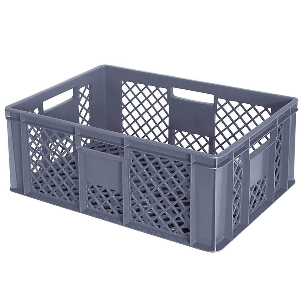 BRB 12x Stapelkorb / Bäckerkisten in 4 Größen, Grundmaß LxB 600x400 mm, H 90 mm, 150 mm, 240 mm, 320 mm, Farbe grau