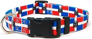 Dominican Republic Dog Collar | Dominican Republic Flag | Martingale Slip-On | Made in NJ, USA | for Medium Dogs | 3/4 inch Wide