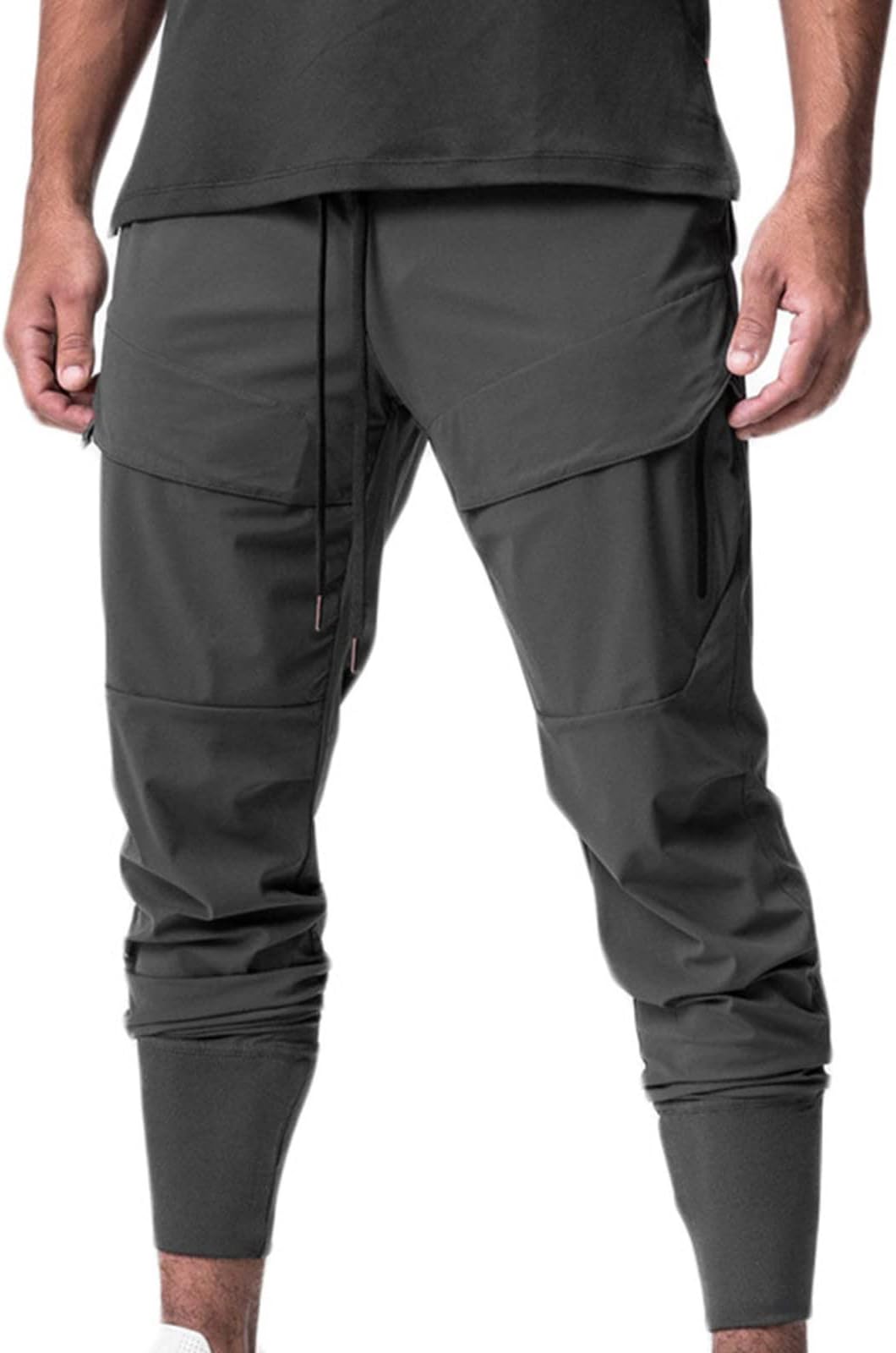 Muscularfit Mens Jogger Pants Drawstring Stretch Quick Drying Solid Hiking Pants Skinny Slacks Tapered Cycling Climbing Pant