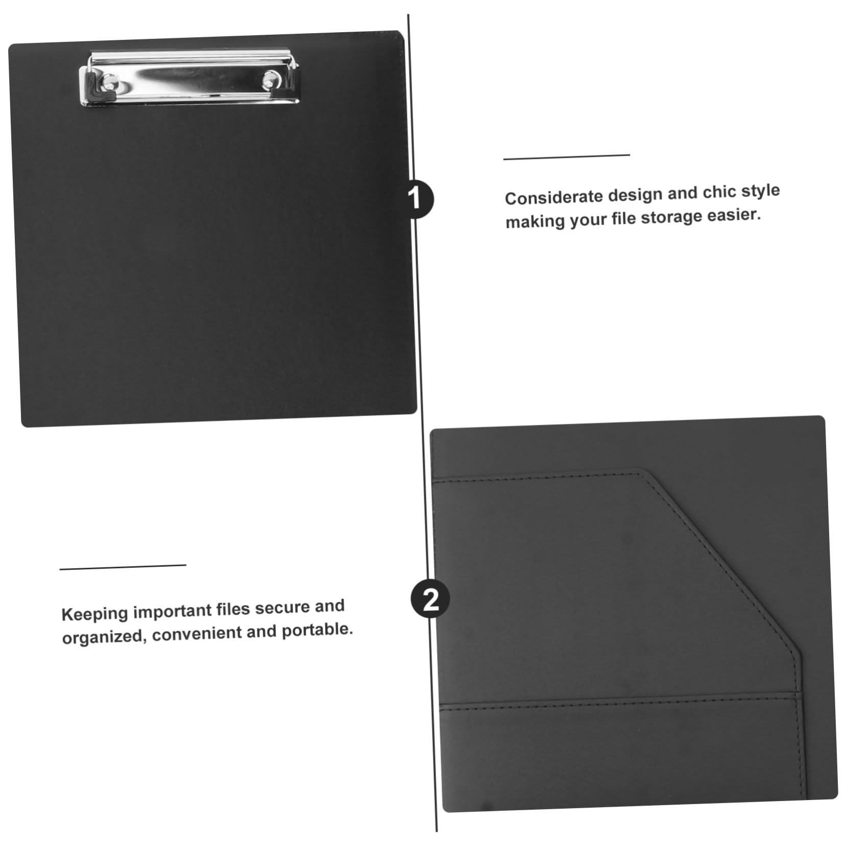 Cartella Portadocumenti PU Multifunzione con Blocco Note e Clip in Acciaio Inossidabile Organizer Elegante per Ufficio e Riunioni Nero