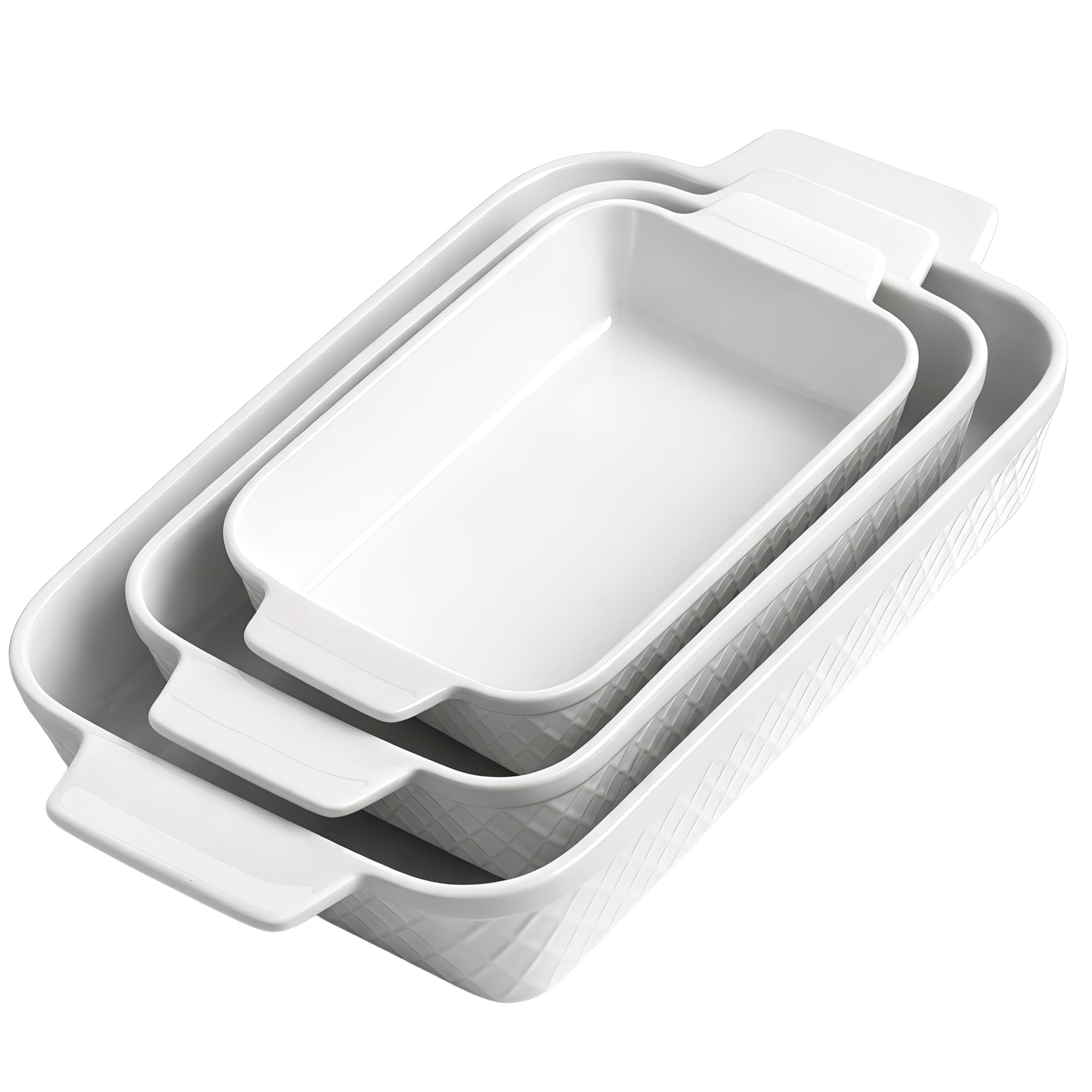 MIAMIO - Set di 3 casseruole/teglie/pirofile rettangolari in ceramica, set di pentole impilabili a 3 pezzi, 850 ml, 1650 ml, 2900 ml - Lavabile in lavastoviglie e in forno - Collezione Palmanova