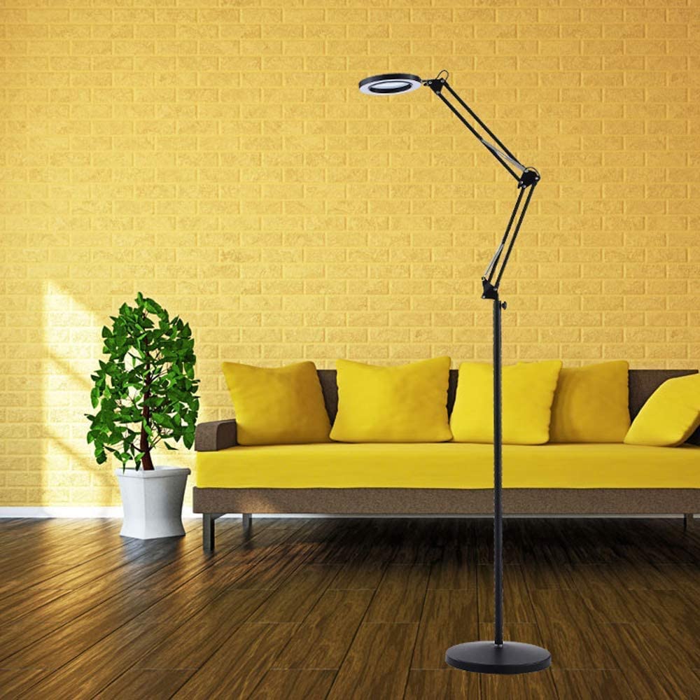 Lampa stojąca regulowana lampa stojąca LED z 8-krotnym powiększeniem 2 temperatury barwowe przełącznik kabla do pielęgnacji oczu lampa do czytania dekoracja domu