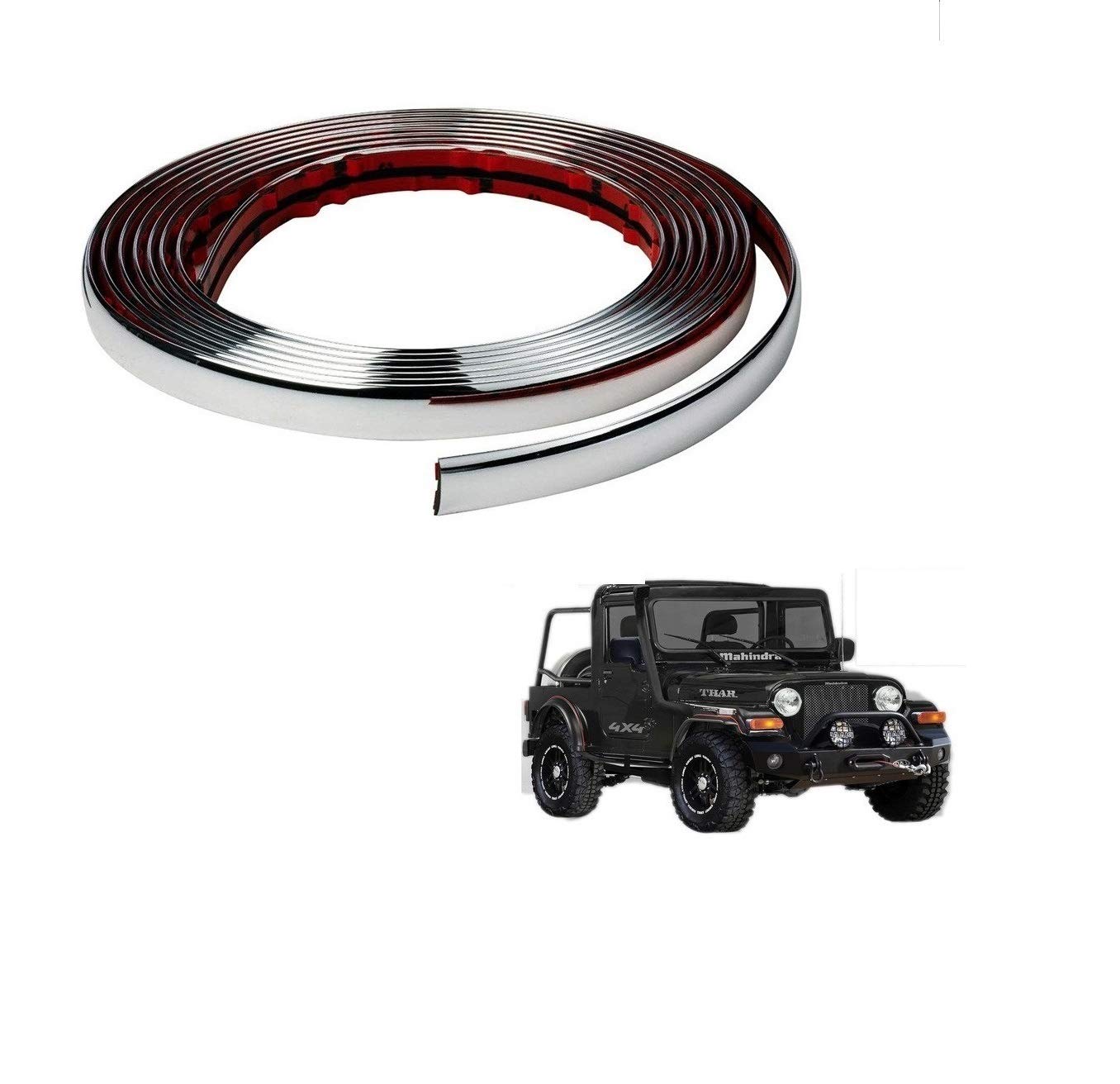 Kozdiko Car Side Window Chrome Beading Roll 14MM 20 Mtr for Mahindra Thar-picture-26