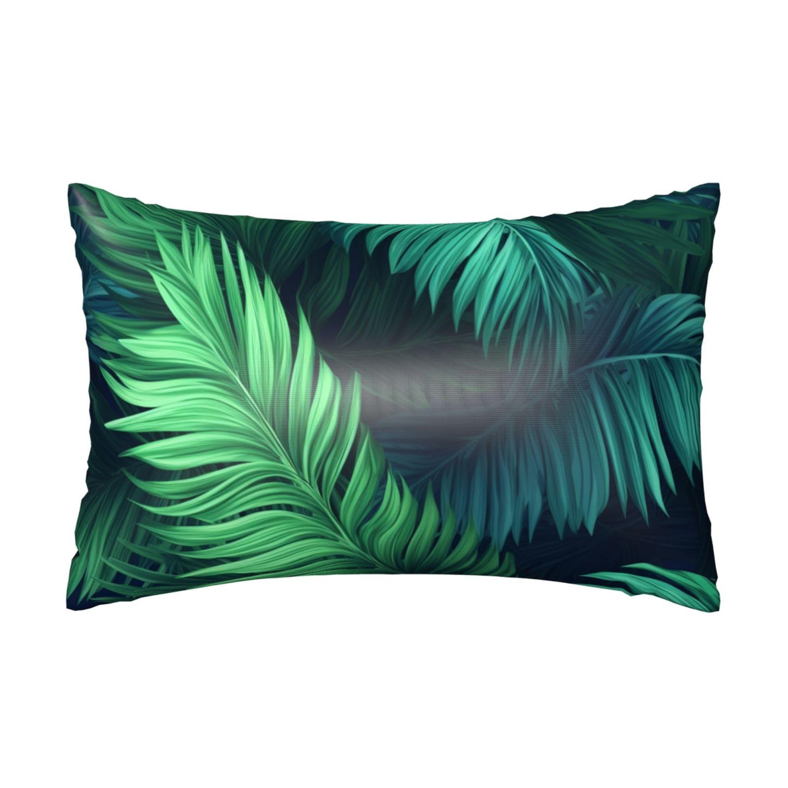 Satin Pillowcase for Hair and Skin, Tropical Palm Leaves Pillow Case Queen Size 20x30 Inches, Cooling Silky Pillowcases with Zipper Ultra Smooth and Soft Pillow Cover for Sleeping