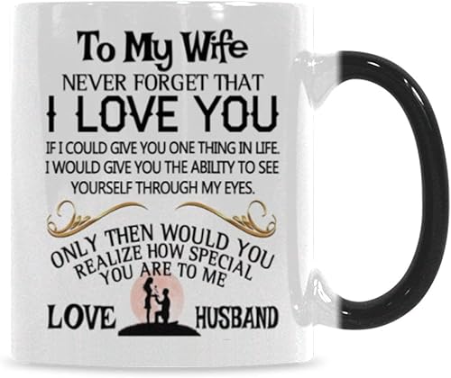 Taza de cerámica de 11 onzas con texto en inglés To My Wife Never Forget That I Love You, taza de café o tazas de té de oficina para cumpleaños, San