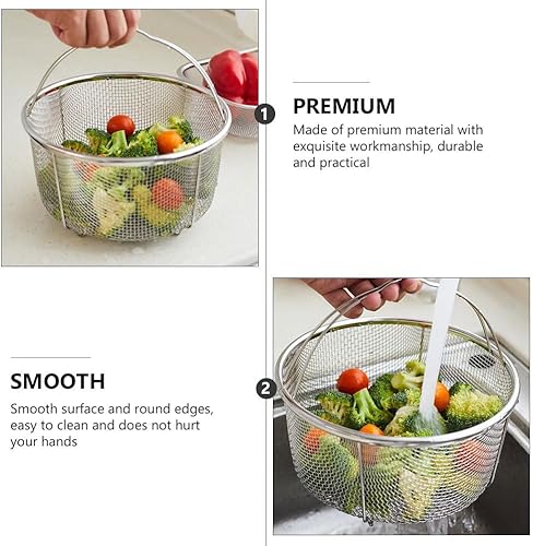 Miniatura 9 de Cabilock Cesta de acero inoxidable para freír profunda, cesta redonda de malla de alambre con asa, colador de cocina para papas fritas, servir