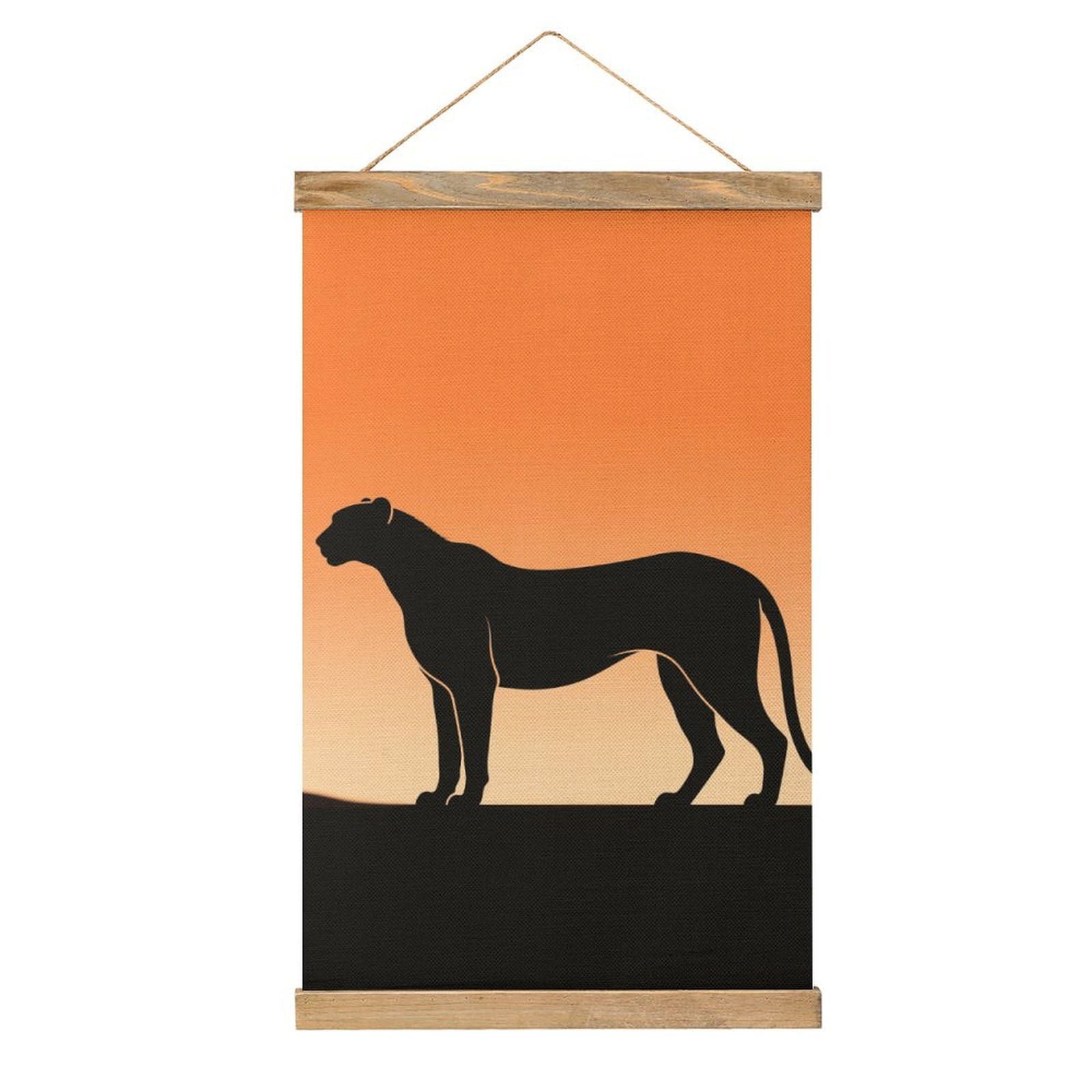 Fodpand Style Cheetah Wall Art 20.4"X13.1" - Linen Canvas Hanging Banner Poster With Wooden Frame, Pictures Artwork Wall Art Decor For Living Room Bedroom Office, Ready To Hang
